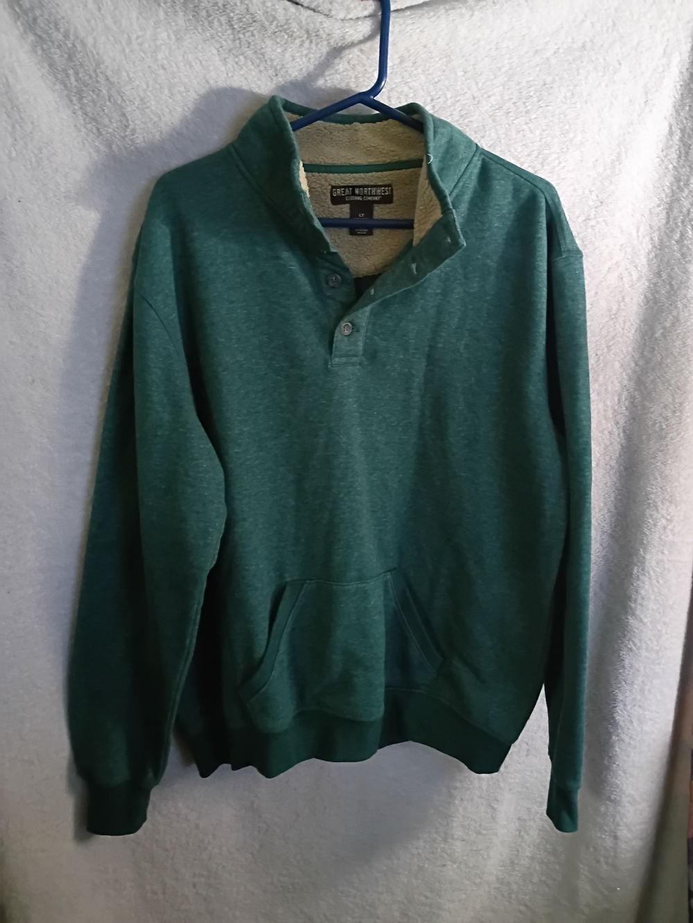 Great Northwest Clothing Company Men’s Green Sherpa-Lined Pullover Sweater